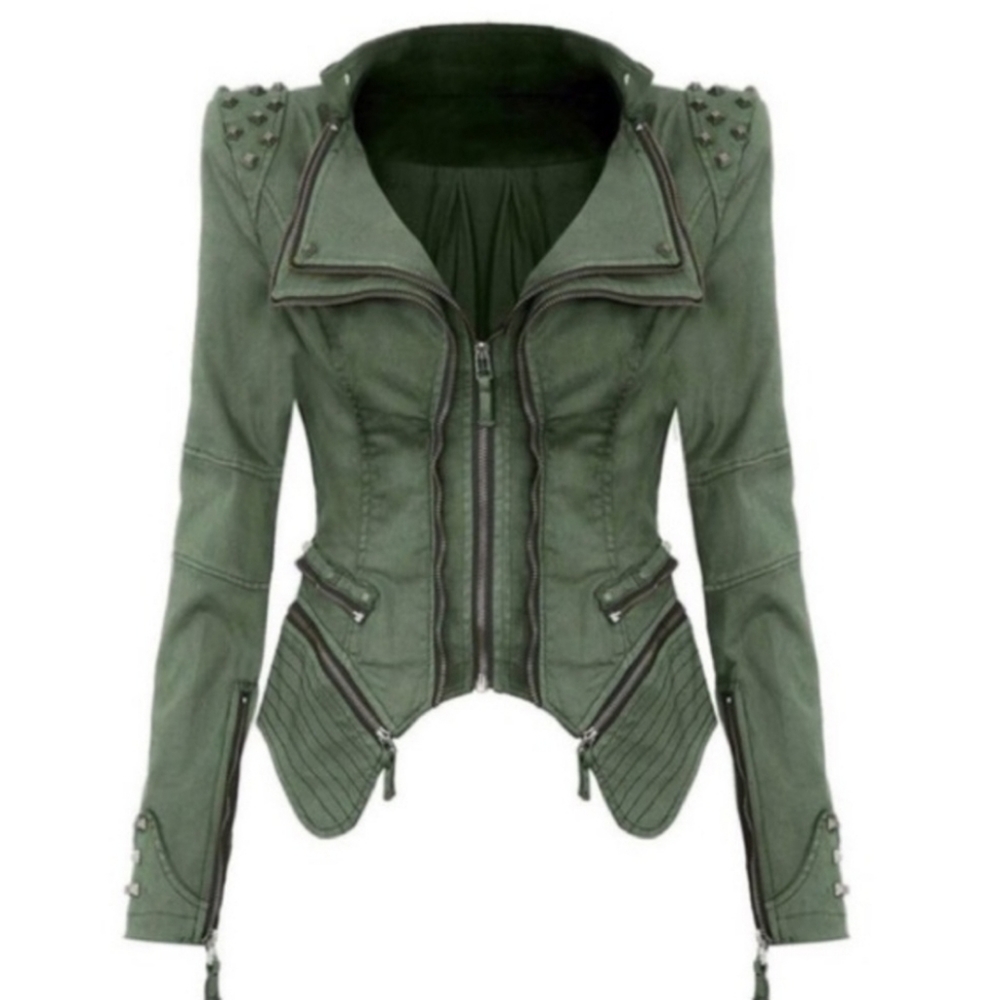 Adorable olive green canvas jacket